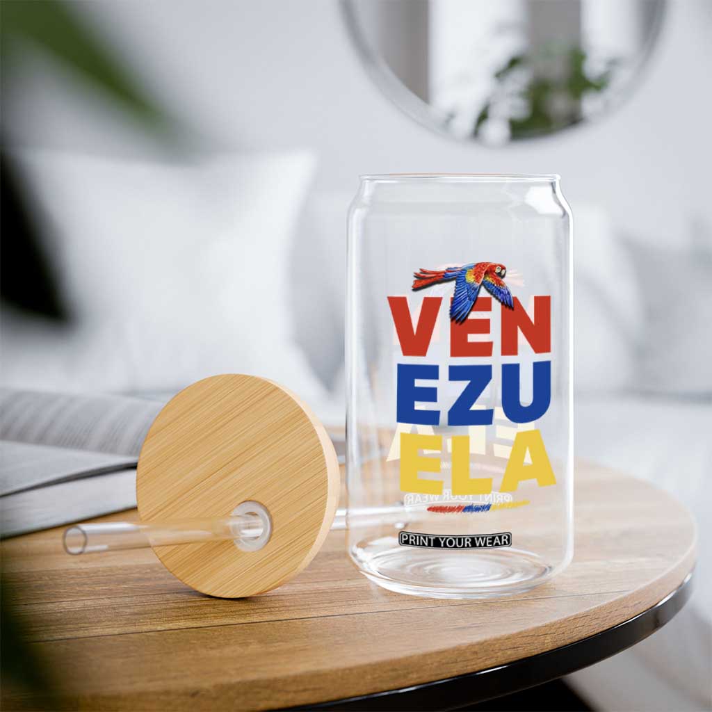 Venezuela Pride Flying Scarlet Macaw Glass Can Ara Macao Guacamaya Venezuelan Pride Tropical Bird TS02 Print Your Wear