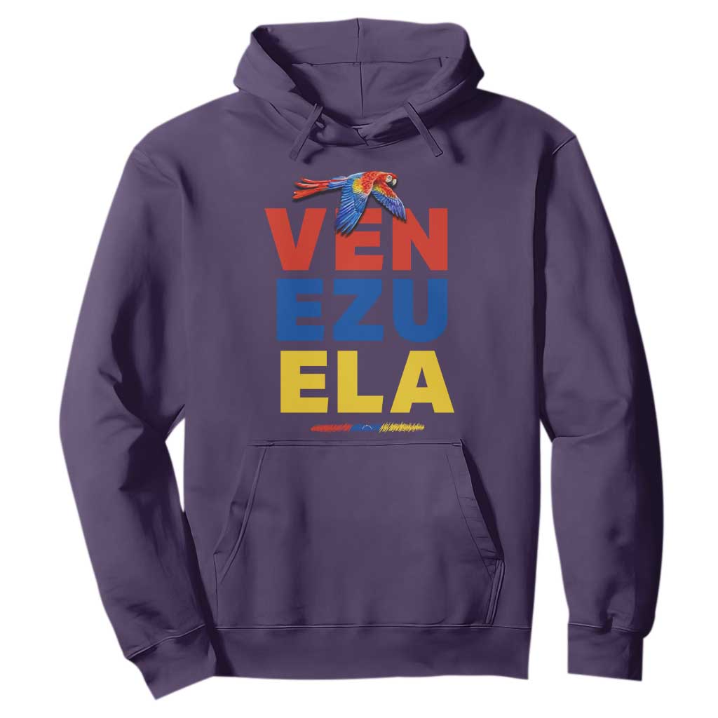 Venezuela Pride Flying Scarlet Macaw Hoodie Ara Macao Guacamaya Venezuelan Pride Tropical Bird TS02 Purple Print Your Wear