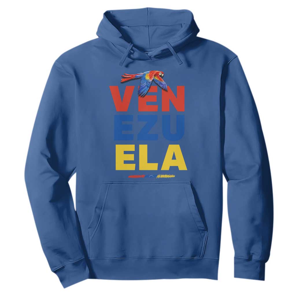 Venezuela Pride Flying Scarlet Macaw Hoodie Ara Macao Guacamaya Venezuelan Pride Tropical Bird TS02 Royal Blue Print Your Wear