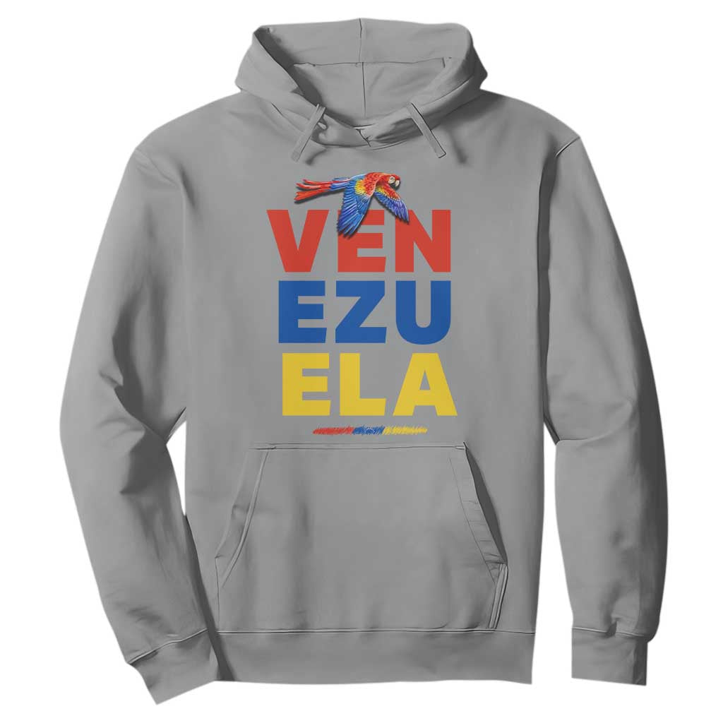Venezuela Pride Flying Scarlet Macaw Hoodie Ara Macao Guacamaya Venezuelan Pride Tropical Bird TS02 Sport Gray Print Your Wear