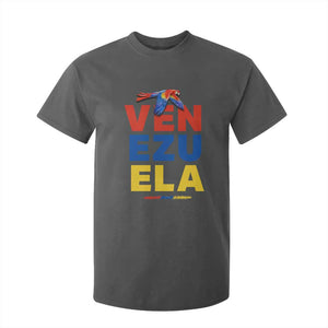 Venezuela Pride Flying Scarlet Macaw T Shirt For Kid Ara Macao Guacamaya Venezuelan Pride Tropical Bird TS02 Dark Heather Print Your Wear