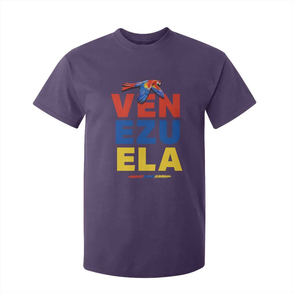 Venezuela Pride Flying Scarlet Macaw T Shirt For Kid Ara Macao Guacamaya Venezuelan Pride Tropical Bird TS02 Purple Print Your Wear