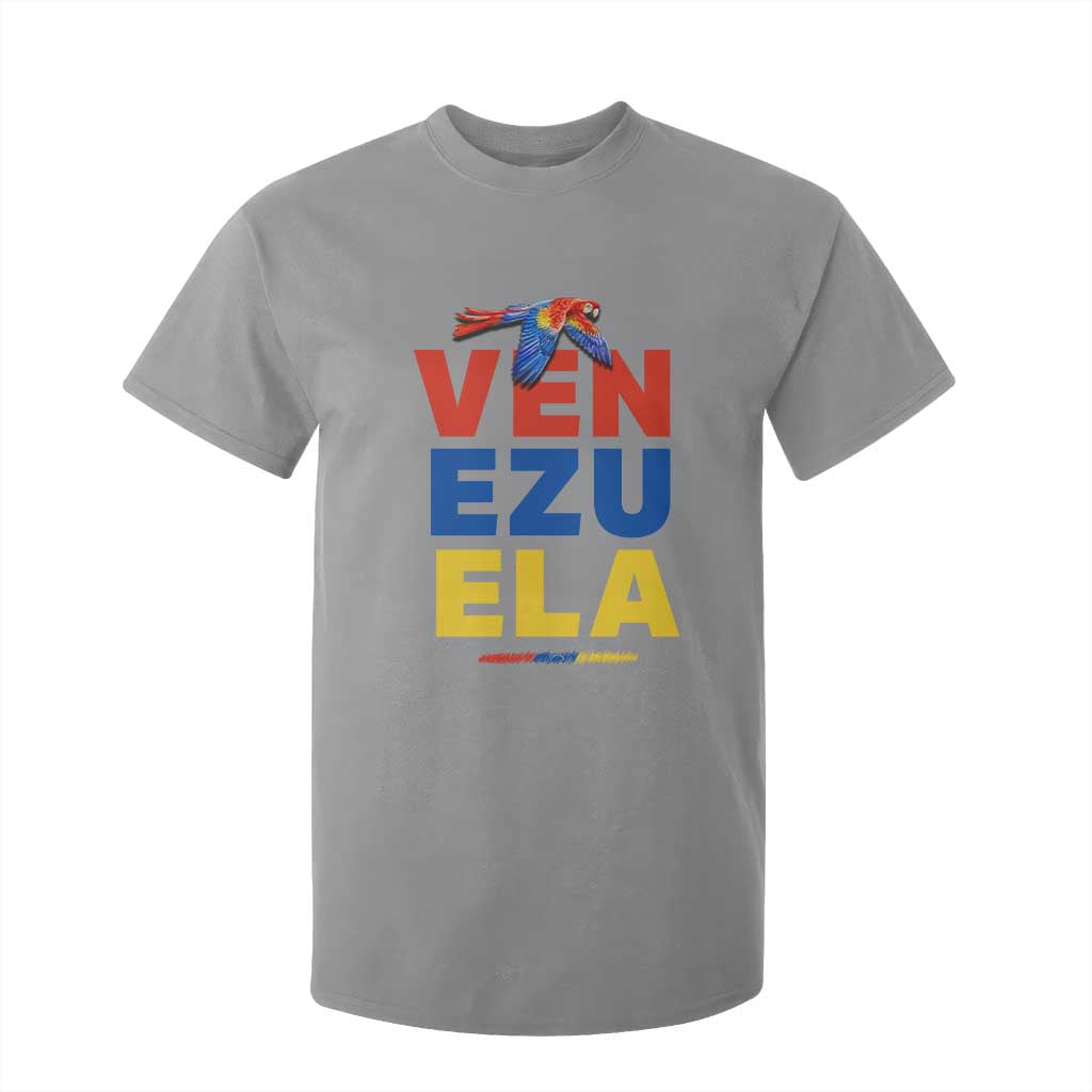 Venezuela Pride Flying Scarlet Macaw T Shirt For Kid Ara Macao Guacamaya Venezuelan Pride Tropical Bird TS02 Sport Gray Print Your Wear