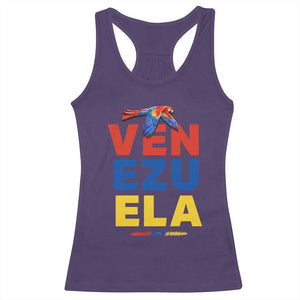 Venezuela Pride Flying Scarlet Macaw Racerback Tank Top Ara Macao Guacamaya Venezuelan Pride Tropical Bird TS02 Purple Print Your Wear