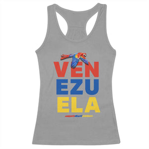 Venezuela Pride Flying Scarlet Macaw Racerback Tank Top Ara Macao Guacamaya Venezuelan Pride Tropical Bird TS02 Sport Gray Print Your Wear