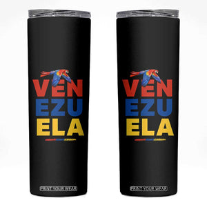 Venezuela Pride Flying Scarlet Macaw Skinny Tumbler Ara Macao Guacamaya Venezuelan Pride Tropical Bird TS02 Black Print Your Wear