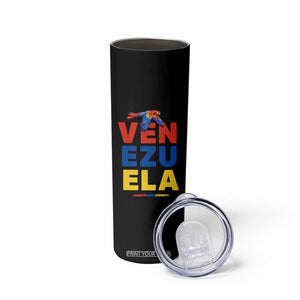 Venezuela Pride Flying Scarlet Macaw Skinny Tumbler Ara Macao Guacamaya Venezuelan Pride Tropical Bird TS02 Print Your Wear