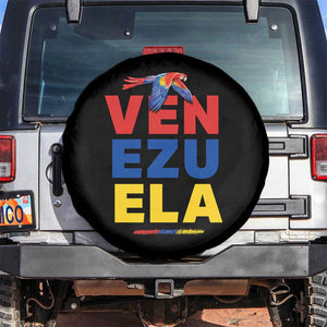 Venezuela Pride Flying Scarlet Macaw Spare Tire Cover Ara Macao Guacamaya Venezuelan Pride Tropical Bird TS02 No hole Black Print Your Wear