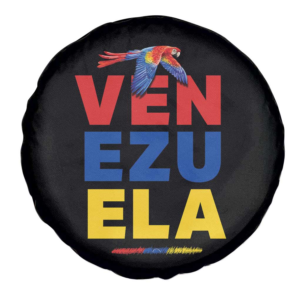 Venezuela Pride Flying Scarlet Macaw Spare Tire Cover Ara Macao Guacamaya Venezuelan Pride Tropical Bird TS02 Print Your Wear
