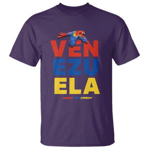 Venezuela Pride Flying Scarlet Macaw T Shirt Ara Macao Guacamaya Venezuelan Pride Tropical Bird TS02 Purple Print Your Wear