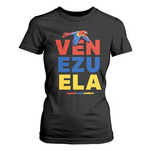 Venezuela Pride Flying Scarlet Macaw T Shirt For Women Ara Macao Guacamaya Venezuelan Pride Tropical Bird TS02 Black Print Your Wear