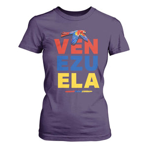 Venezuela Pride Flying Scarlet Macaw T Shirt For Women Ara Macao Guacamaya Venezuelan Pride Tropical Bird TS02 Purple Print Your Wear