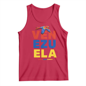 Venezuela Pride Flying Scarlet Macaw Tank Top Ara Macao Guacamaya Venezuelan Pride Tropical Bird TS02 Red Print Your Wear