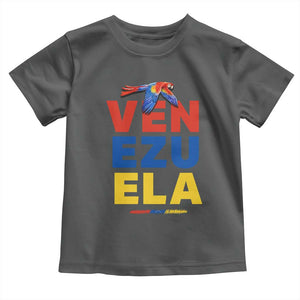 Venezuela Pride Flying Scarlet Macaw Toddler T Shirt Ara Macao Guacamaya Venezuelan Pride Tropical Bird TS02 Dark Heather Print Your Wear