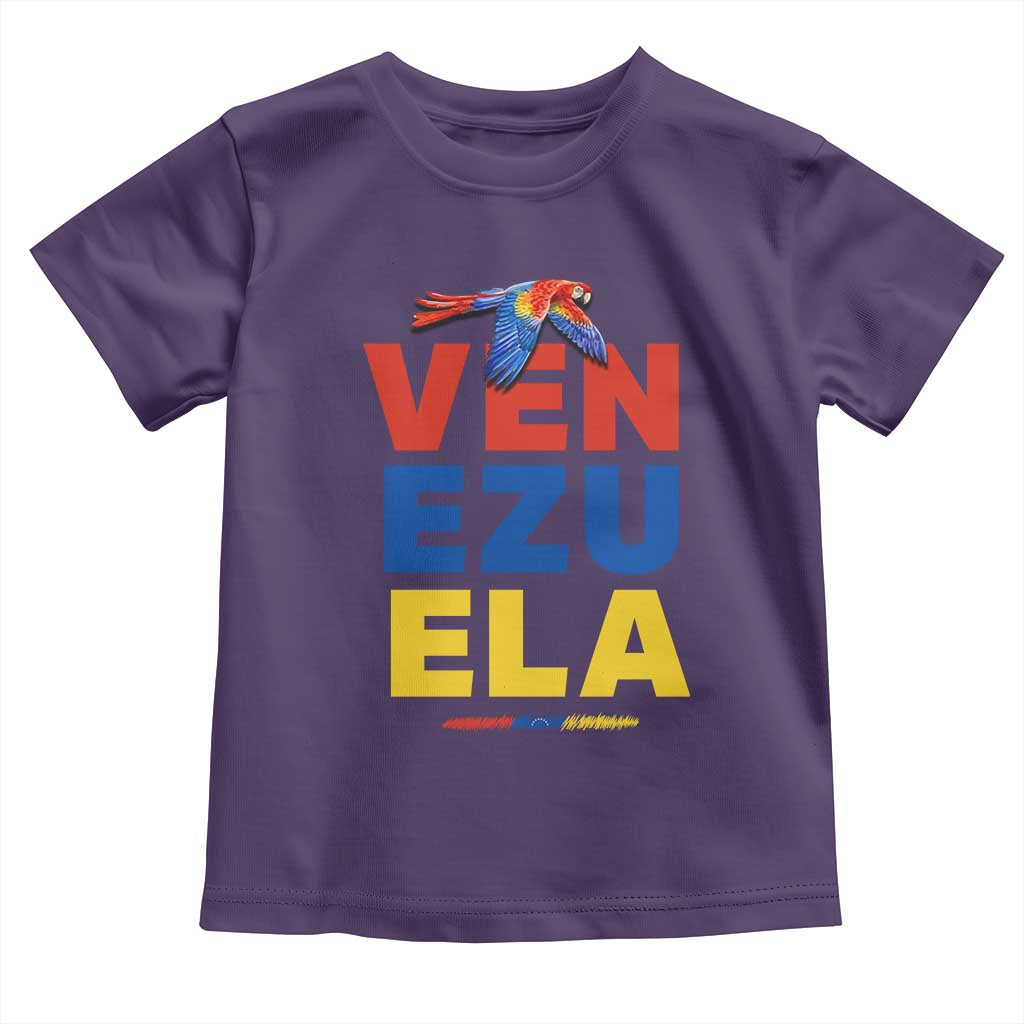Venezuela Pride Flying Scarlet Macaw Toddler T Shirt Ara Macao Guacamaya Venezuelan Pride Tropical Bird TS02 Purple Print Your Wear