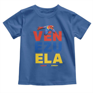 Venezuela Pride Flying Scarlet Macaw Toddler T Shirt Ara Macao Guacamaya Venezuelan Pride Tropical Bird TS02 Royal Blue Print Your Wear