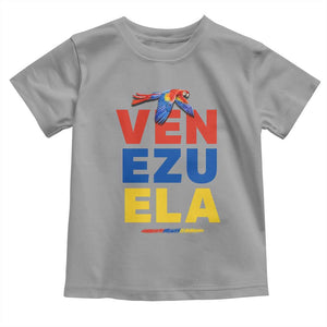 Venezuela Pride Flying Scarlet Macaw Toddler T Shirt Ara Macao Guacamaya Venezuelan Pride Tropical Bird TS02 Sport Gray Print Your Wear