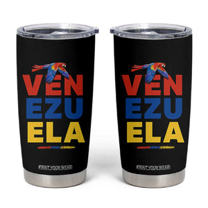Venezuela Pride Flying Scarlet Macaw Tumbler Cup Ara Macao Guacamaya Venezuelan Pride Tropical Bird TS02 Black Print Your Wear