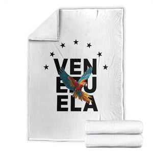Venezuela Pride Flying Macaw Throw Blanket Ara Macao Guacamaya Venezuelan Pride Tropical Bird TS02 White Print Your Wear