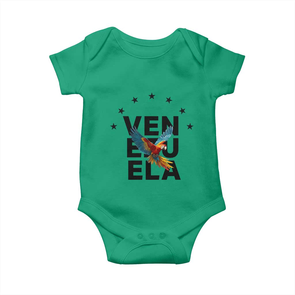 Venezuela Pride Flying Macaw Baby Onesie Ara Macao Guacamaya Venezuelan Pride Tropical Bird TS02 Irish Green Print Your Wear