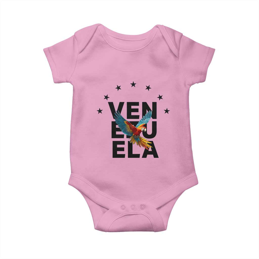 Venezuela Pride Flying Macaw Baby Onesie Ara Macao Guacamaya Venezuelan Pride Tropical Bird TS02 Light Pink Print Your Wear