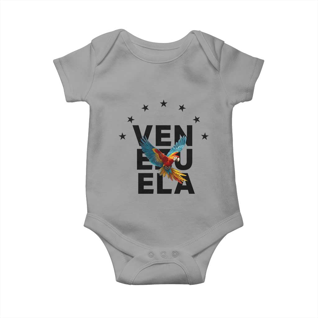 Venezuela Pride Flying Macaw Baby Onesie Ara Macao Guacamaya Venezuelan Pride Tropical Bird TS02 Sport Gray Print Your Wear