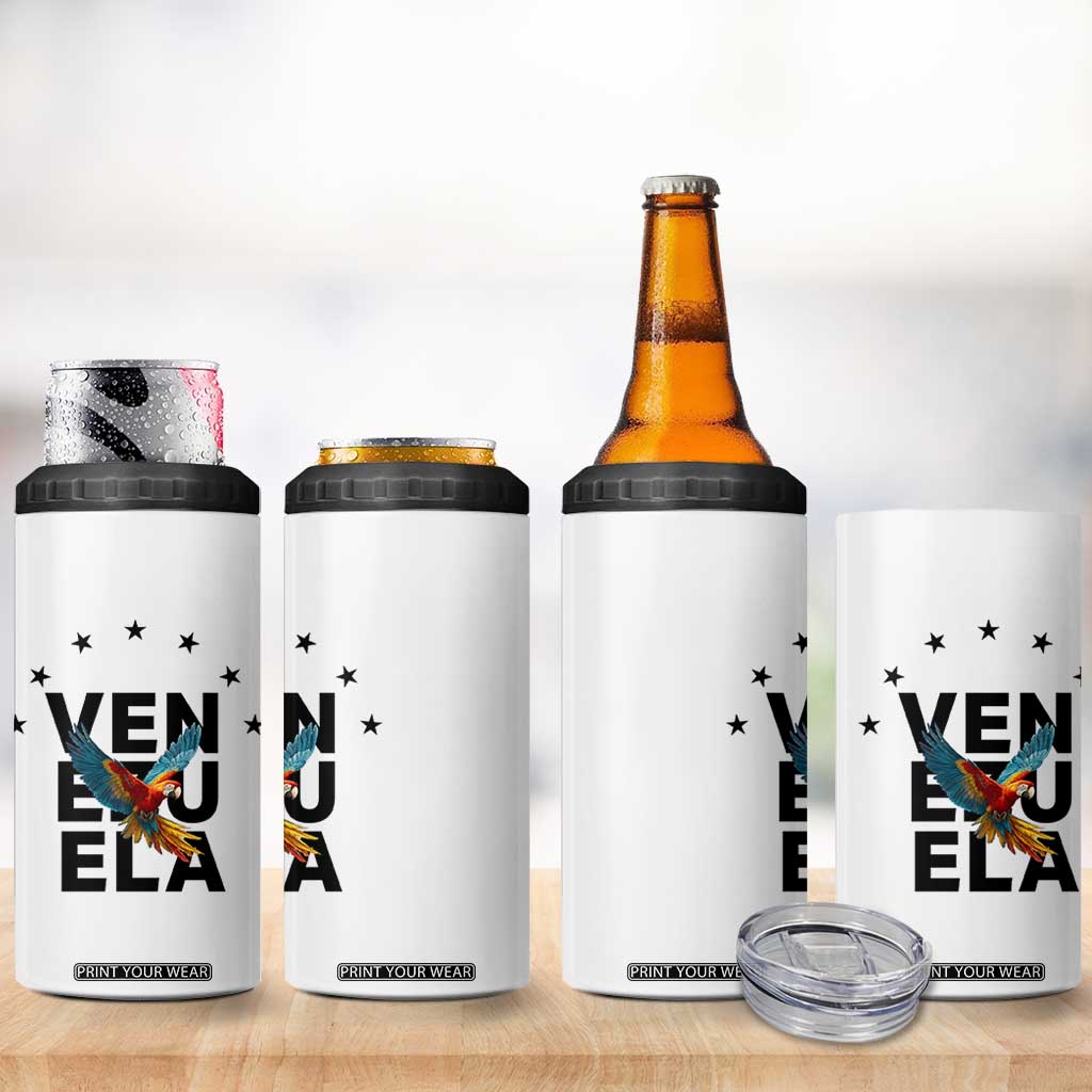 Venezuela Pride Flying Macaw 4 in 1 Can Cooler Tumbler Ara Macao Guacamaya Venezuelan Pride Tropical Bird TS02 Print Your Wear