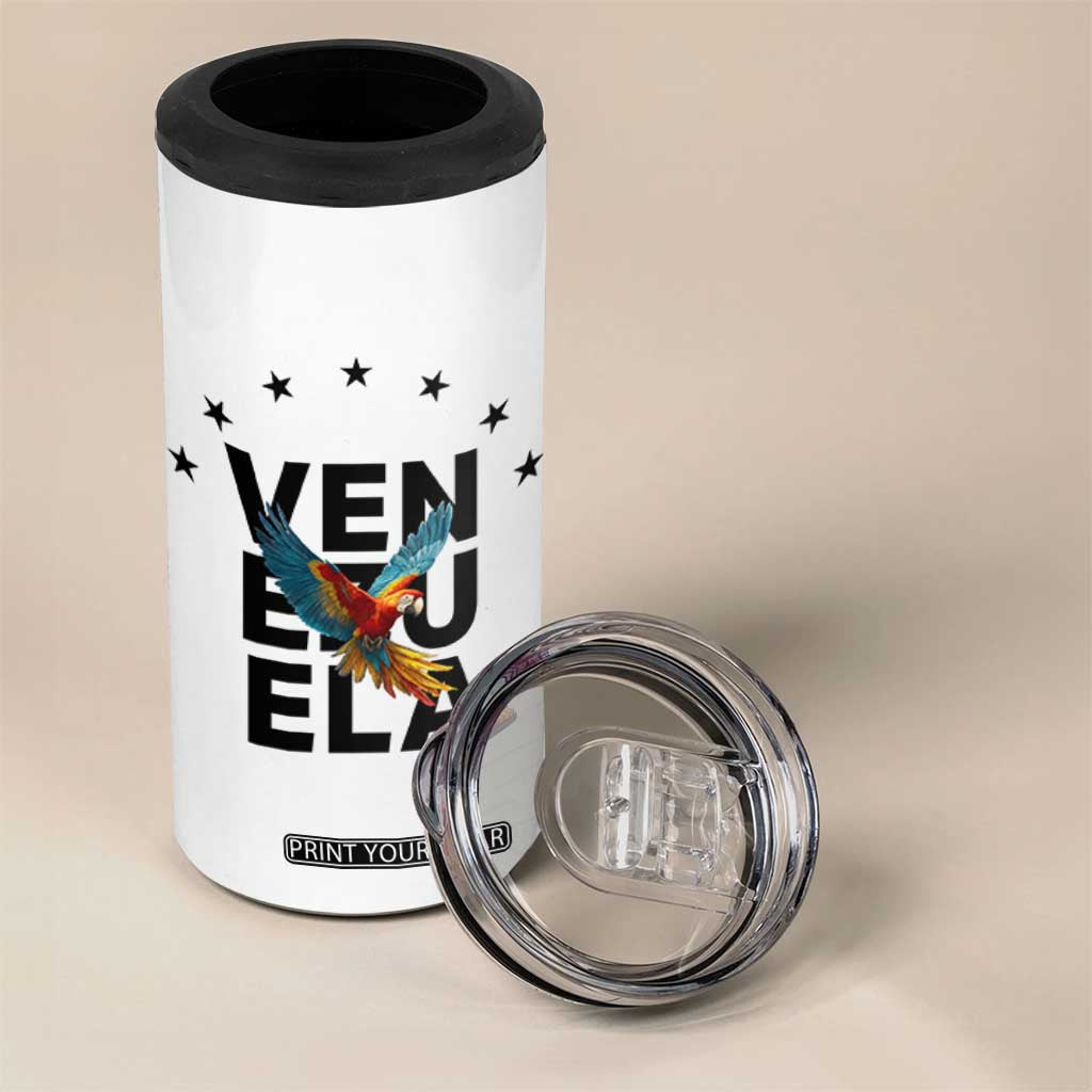 Venezuela Pride Flying Macaw 4 in 1 Can Cooler Tumbler Ara Macao Guacamaya Venezuelan Pride Tropical Bird TS02 Print Your Wear