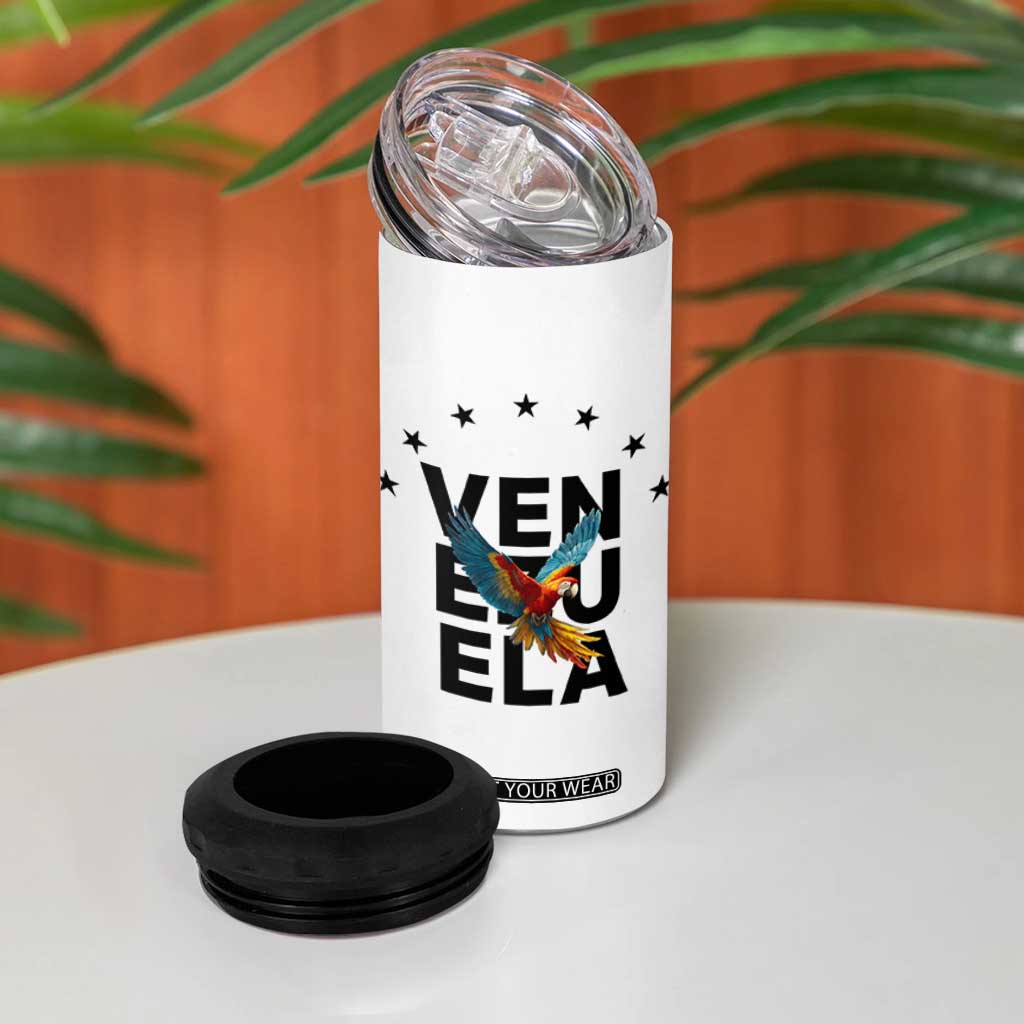 Venezuela Pride Flying Macaw 4 in 1 Can Cooler Tumbler Ara Macao Guacamaya Venezuelan Pride Tropical Bird TS02 Print Your Wear