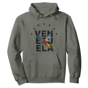 Venezuela Pride Flying Macaw Hoodie Ara Macao Guacamaya Venezuelan Pride Tropical Bird TS02 Military Green Print Your Wear