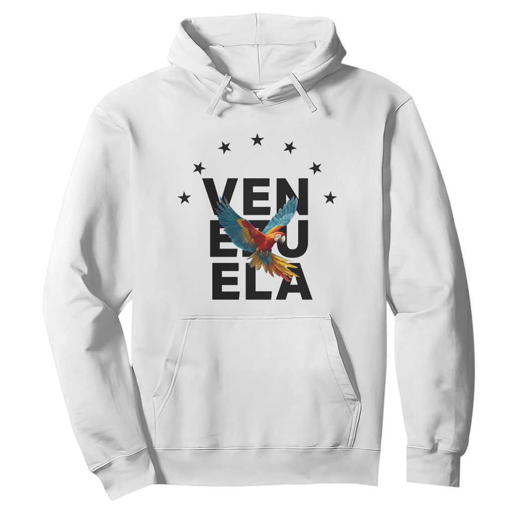 Venezuela Pride Flying Macaw Hoodie Ara Macao Guacamaya Venezuelan Pride Tropical Bird TS02 White Print Your Wear