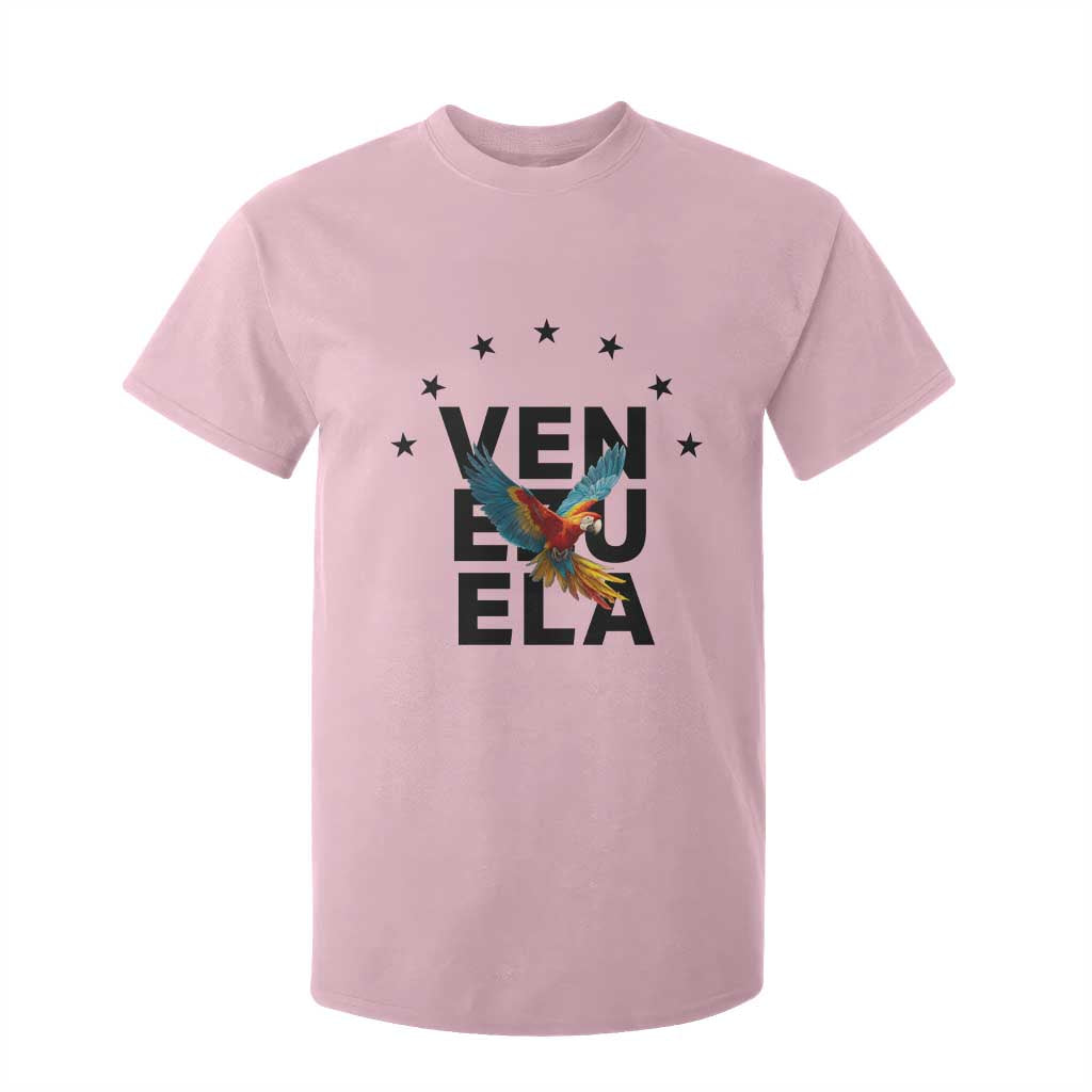 Venezuela Pride Flying Macaw T Shirt For Kid Ara Macao Guacamaya Venezuelan Pride Tropical Bird TS02 Light Pink Print Your Wear