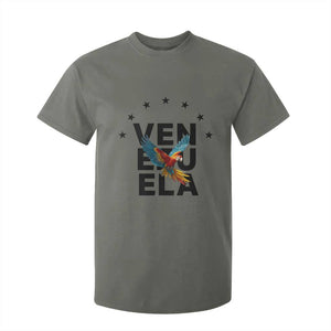 Venezuela Pride Flying Macaw T Shirt For Kid Ara Macao Guacamaya Venezuelan Pride Tropical Bird TS02 Military Green Print Your Wear