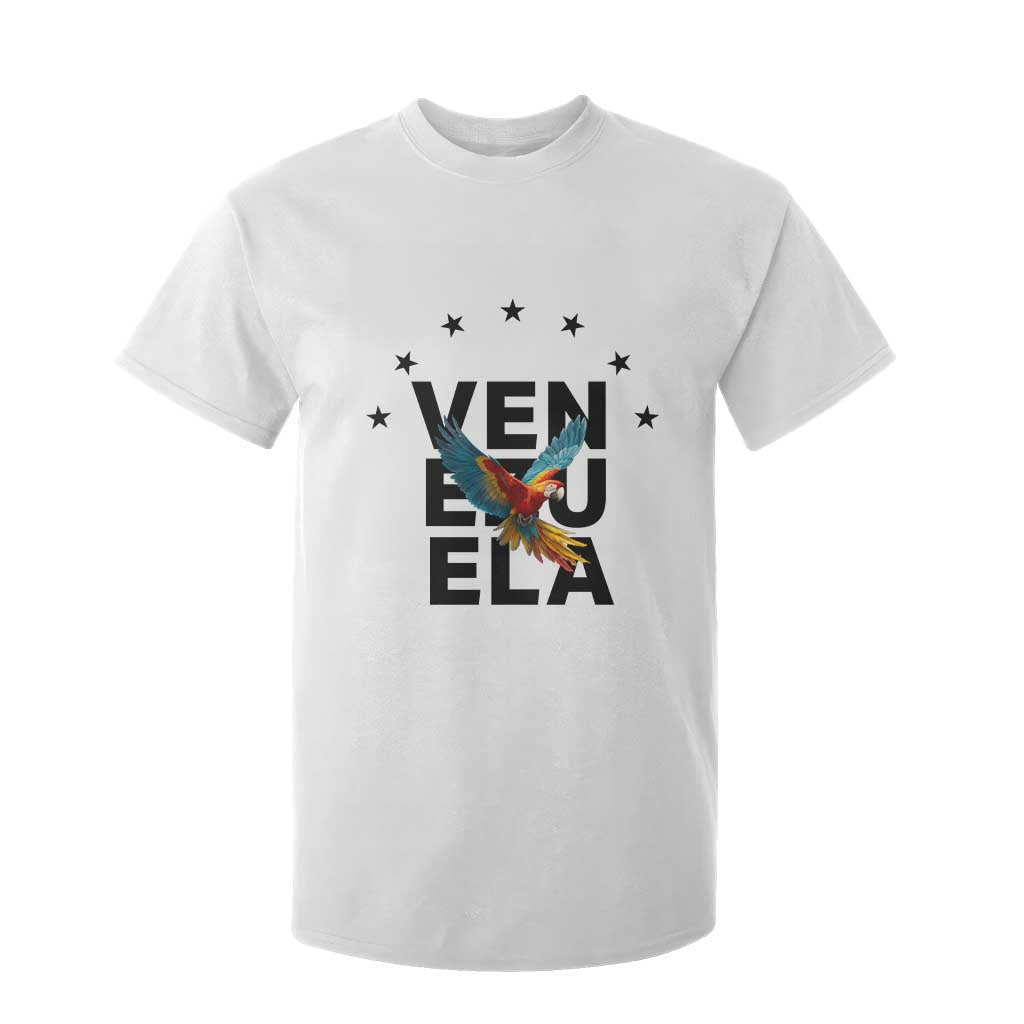 Venezuela Pride Flying Macaw T Shirt For Kid Ara Macao Guacamaya Venezuelan Pride Tropical Bird TS02 White Print Your Wear