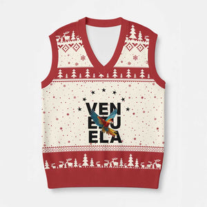 Venezuela Pride Flying Macaw V-Neck Knit Sweater Vest Ara Macao Guacamaya Venezuelan Pride Tropical Bird TS02 Beige Red Print Your Wear