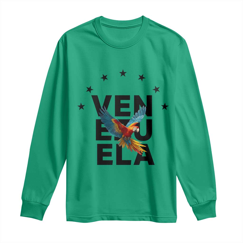 Venezuela Pride Flying Macaw Long Sleeve Shirt Ara Macao Guacamaya Venezuelan Pride Tropical Bird TS02 Irish Green Print Your Wear