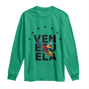 Venezuela Pride Flying Macaw Long Sleeve Shirt Ara Macao Guacamaya Venezuelan Pride Tropical Bird TS02 Irish Green Print Your Wear