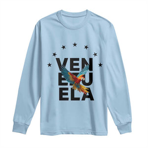 Venezuela Pride Flying Macaw Long Sleeve Shirt Ara Macao Guacamaya Venezuelan Pride Tropical Bird TS02 Light Blue Print Your Wear