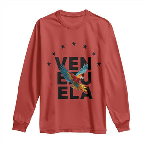 Venezuela Pride Flying Macaw Long Sleeve Shirt Ara Macao Guacamaya Venezuelan Pride Tropical Bird TS02 Red Print Your Wear
