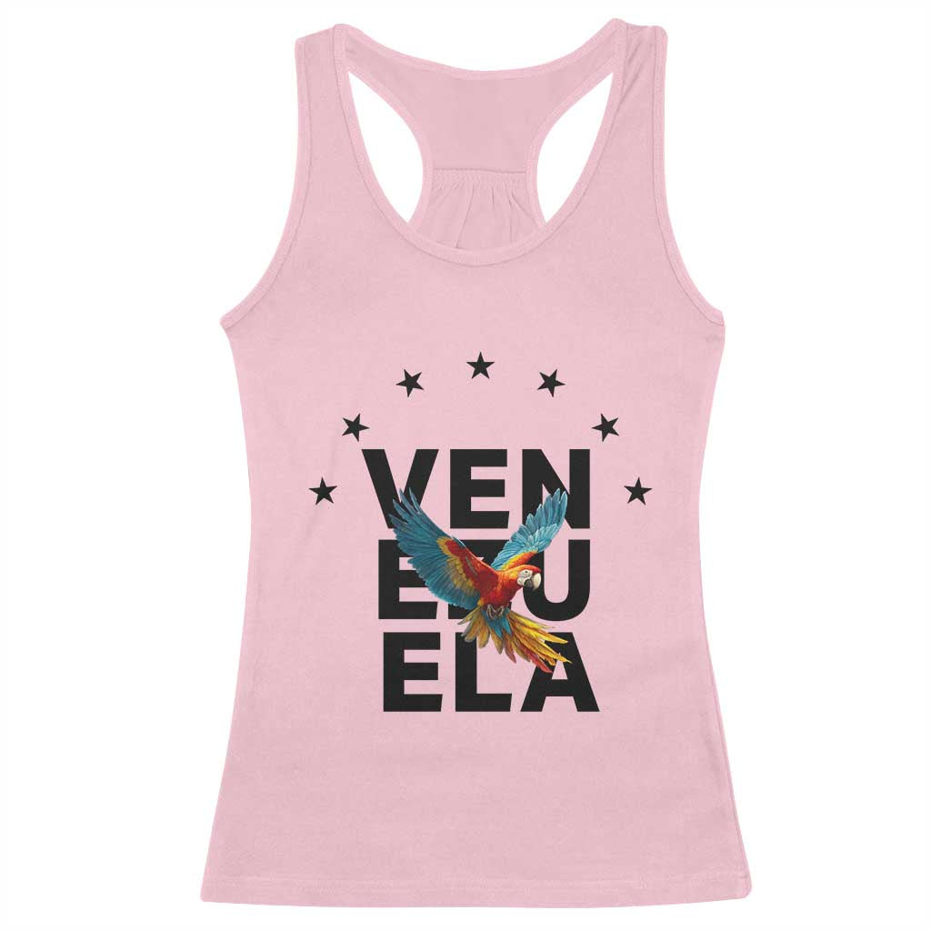 Venezuela Pride Flying Macaw Racerback Tank Top Ara Macao Guacamaya Venezuelan Pride Tropical Bird TS02 Light Pink Print Your Wear