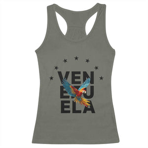 Venezuela Pride Flying Macaw Racerback Tank Top Ara Macao Guacamaya Venezuelan Pride Tropical Bird TS02 Military Green Print Your Wear
