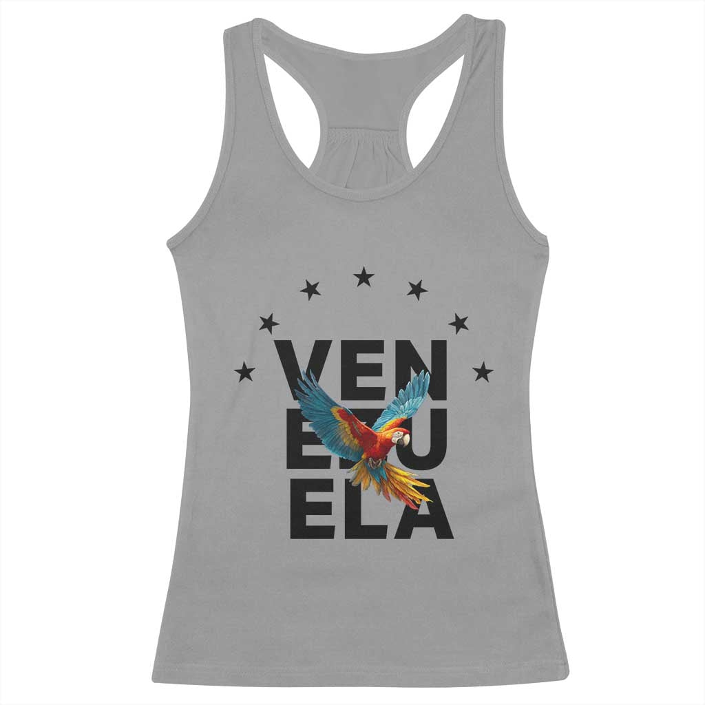 Venezuela Pride Flying Macaw Racerback Tank Top Ara Macao Guacamaya Venezuelan Pride Tropical Bird TS02 Sport Gray Print Your Wear