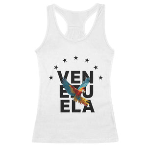 Venezuela Pride Flying Macaw Racerback Tank Top Ara Macao Guacamaya Venezuelan Pride Tropical Bird TS02 White Print Your Wear