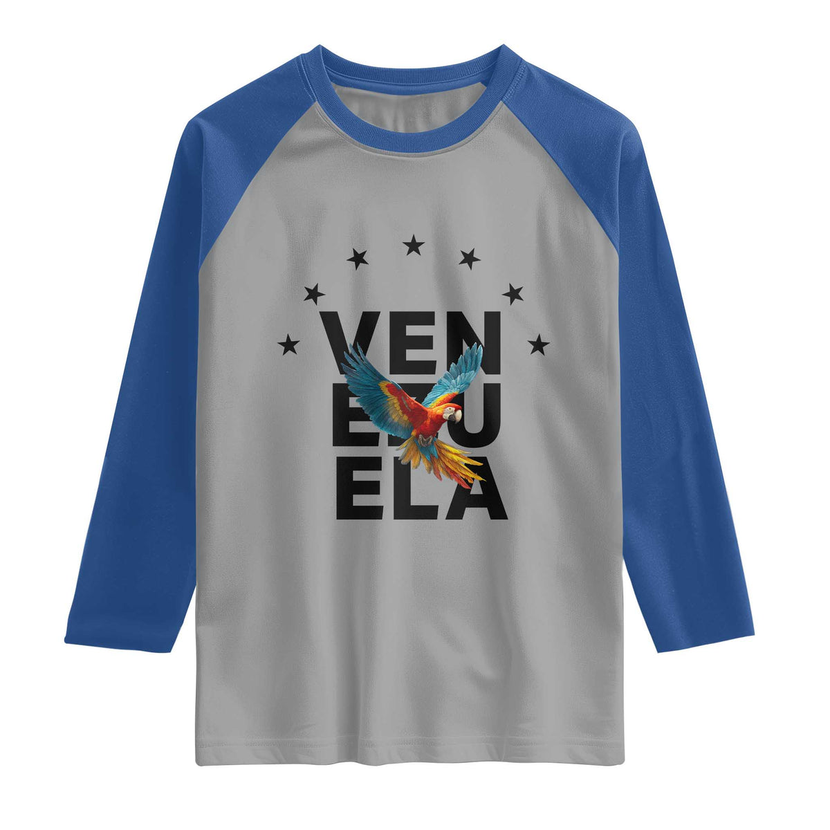 Venezuela Pride Flying Macaw Raglan Shirt Ara Macao Guacamaya Venezuelan Pride Tropical Bird TS02 Sport Gray Royal Print Your Wear