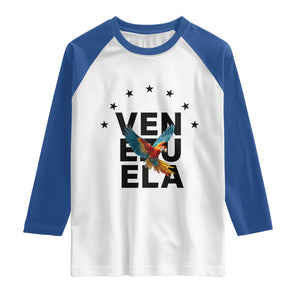 Venezuela Pride Flying Macaw Raglan Shirt Ara Macao Guacamaya Venezuelan Pride Tropical Bird TS02 White Royal Print Your Wear