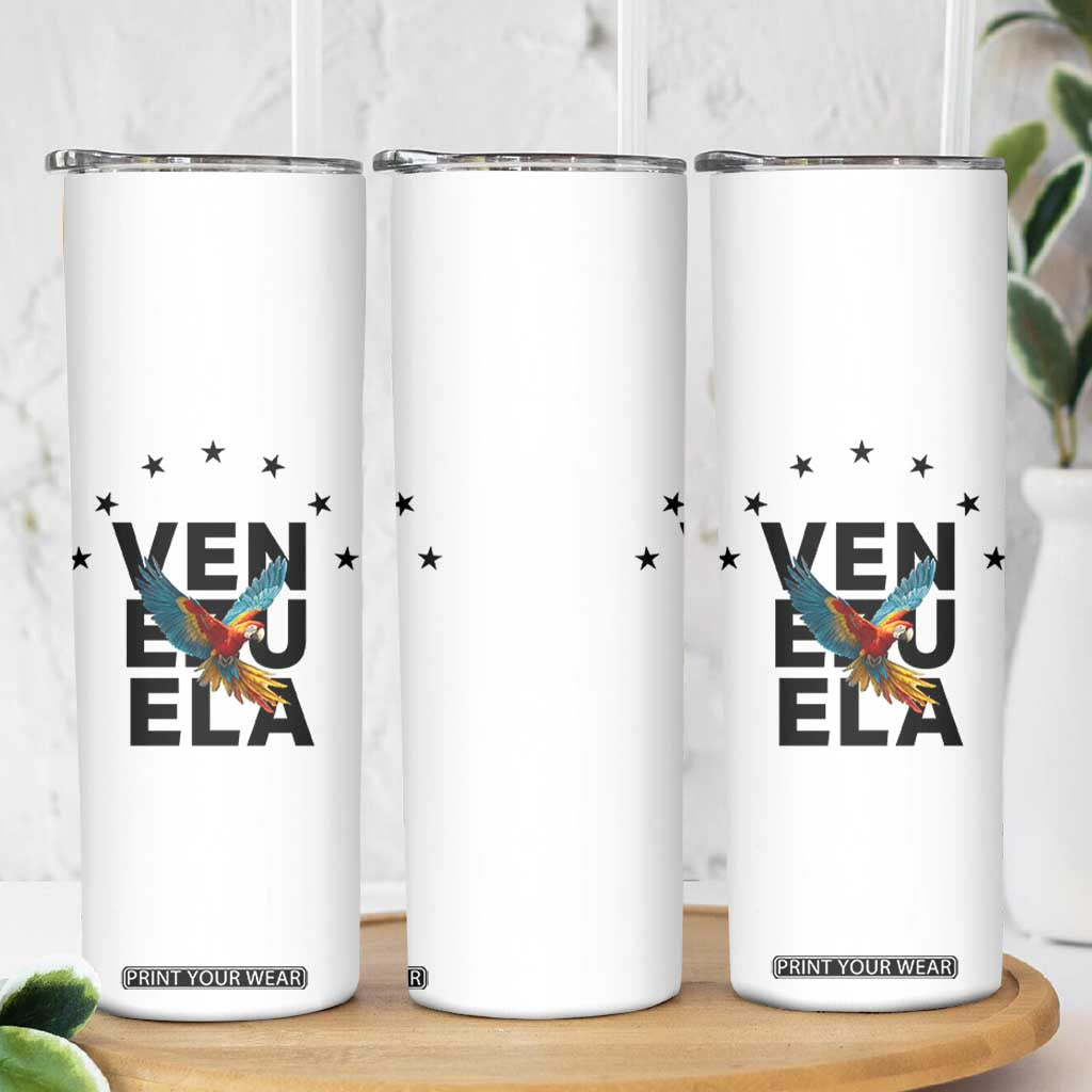 Venezuela Pride Flying Macaw Skinny Tumbler Ara Macao Guacamaya Venezuelan Pride Tropical Bird TS02 Print Your Wear