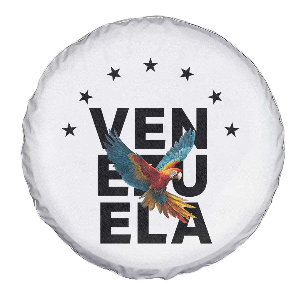 Venezuela Pride Flying Macaw Spare Tire Cover Ara Macao Guacamaya Venezuelan Pride Tropical Bird TS02 Print Your Wear