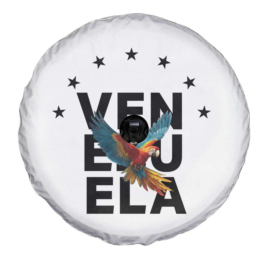 Venezuela Pride Flying Macaw Spare Tire Cover Ara Macao Guacamaya Venezuelan Pride Tropical Bird TS02 Print Your Wear