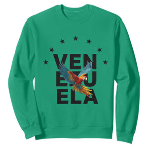 Venezuela Pride Flying Macaw Sweatshirt Ara Macao Guacamaya Venezuelan Pride Tropical Bird TS02 Irish Green Print Your Wear