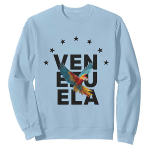 Venezuela Pride Flying Macaw Sweatshirt Ara Macao Guacamaya Venezuelan Pride Tropical Bird TS02 Light Blue Print Your Wear
